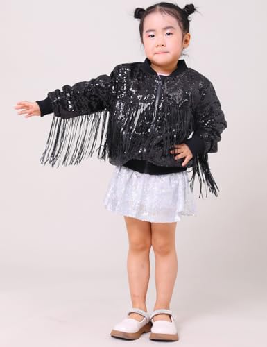 Tessel Girls Sequin Jackets Kids Boys Bomber Hoodie Jacket Zip Up Coat Sparkle Outwear Birthday Clothes4