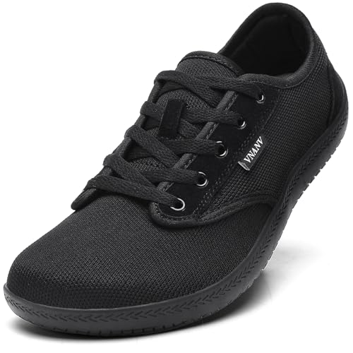 Women's Minimalist Barefoot Shoes | Zero Drop Sole | Wide Toe Box | Wide Width Non Slip Breathable Comfortable Lightweight Walking Shoes（Black,7）