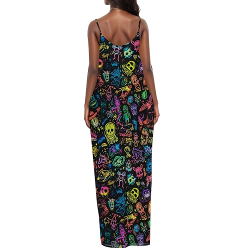 MARSVOVO Summer Dress Sleeveless Fashion Plus Size Spaghetti Strap Sundress with Pockets Plus Size Maxi Dress3