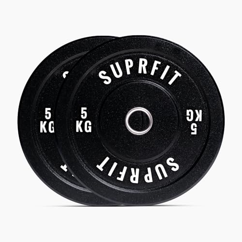 Suprfit HITEMP Logo Bumper Plates (paire) - 5 kg - Absorption des chocs idéale pour moins de bruit - Parfait pour la salle de gym à domicile.