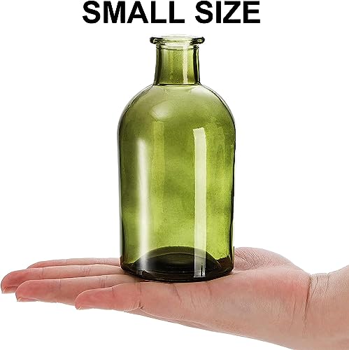 YOUEON 16 Pack Small Living Bud Vases 250ml Green Glass Vase Decorative Bottles Vintage Flower Bottle Centerpiece for Wedding Reception Home Decor Office Vintage Look