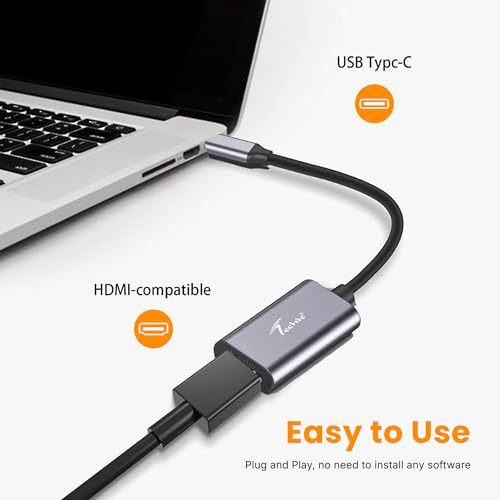 Image of Techie Type-C to HDMI Converter Slim 4K 30hZ, Crystal-Clear 4K Output, Plug-and-Play Design & Aluminium Body, Connect USB-C Devices to HDMI Display, Monitor, TV or Projector - Silver
