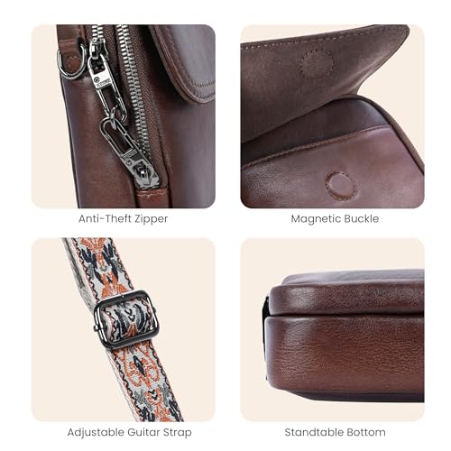 Image of HESHE Small Leather Crossbody Bag for Women RFID Phone Purse with Card Slot | Anti Theft,Genine Leather,Wide Adjustable Strap,Multi-Pocket Fits 6.9 inch Phone Trendy Shoulder Cross Body Bag for Daily,Travel