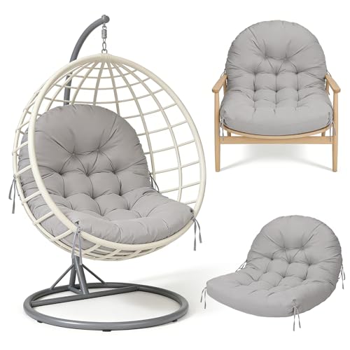Hängesessel Kissen 120x85x18cm Extradick Kissen für Hängesessel Wasserfestes UV-beständiges Sitzkissen Hängesessel für Polyrattan Rattan Hängeschaukel Hängekorb Indoor & Outdoor (Hellgrau)