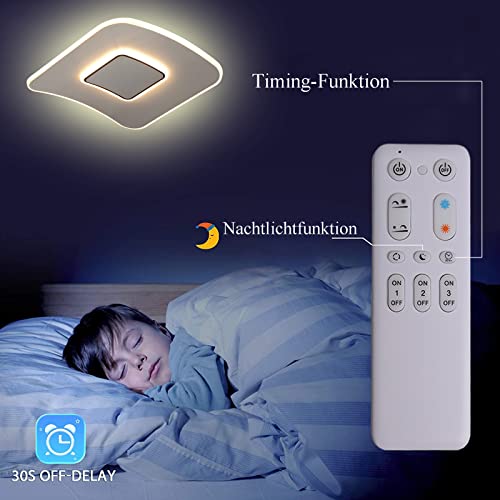 Bianco Plafoniera LED Soffitto Moderna Dimmerabile con Telecomando Lampadario Camera da Letto 30W 2700k-7000K Lampade Design Piatto Curve Sala da Pranzo Cucina Bagno Lampada Quadrato L40 - Image 6