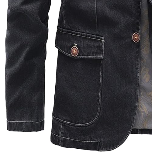 Men's Notch Lapel Vintage Style Denim Suit Blazer Jacket Sport Coat3