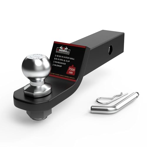 WINSBULL 2-5/16 Inch Ball Trailer Hitch 2 in Drop Receiver Hitch with 2 in Shank & Hitch Pin for Truck Towing Ball Mount 7 500 LBS GTW Black