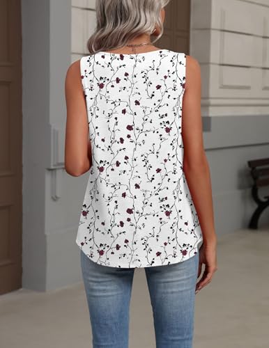 Image of Zeagoo Womens Tank Tops Summer Sleeveless Loose Fit Tops V Neck Pleated Shirts Basic Tees Dressy Casual Trendy Clothes