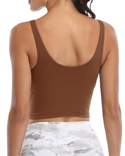 Image of Oalka Sports Bra Womens Longline Padded Crop Yoga Tank Tops