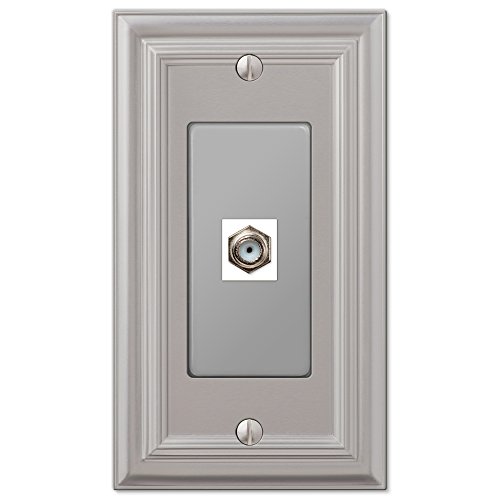AMERELLE 94CXN Continental Single Coaxial Cast Metal Wallplate in Satin Nickel