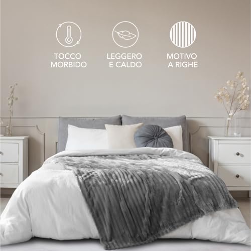 Dreamzie Coperta Pile Per Divano In Velluto - Coperta Matrimoniale, Plaid Morbida, Coperta Pile Matrimoniale, Decorazioni Casa Poltrona, Tinta Unita Per Ufficio Elegante, 150X200 Cm Grigio Scuro - 4