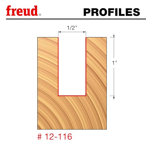 Image of Freud Double Flute Straight Router Bit with Tico Hi-Density Carbide for Maximum Performance - Ideal for Grooving & Edge Routing, 1 /2 inch Diameter, 1 /2 inch Shank, 1 inch Height, 2 Cutters - 12-116