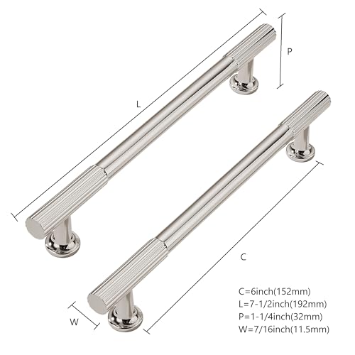 CABDM 10 Pack 6inch(152mm) Center to Center Polished Nickel Cabinet pulls Solid Heavy-Duty Kitchen Cabinet Handles Drawer Pulls Cupboard Hardware for Cabinets by CABDM - Image 2