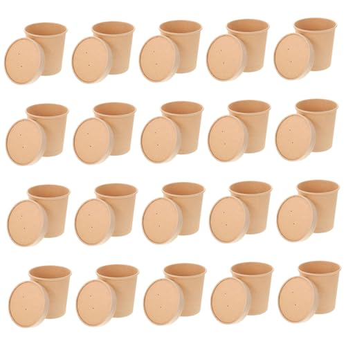 KOCKSHION 20 Piezas Cuenco De Papel Kraft Recipientes De Preparación De Comidas Con Tapas Recipientes Para Congelar Sopas Reutilizable Tazón De Papel De Embalaje Tazón Extra Grande Bochas