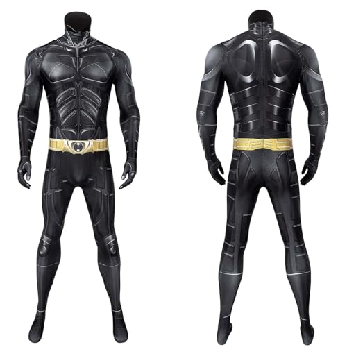 Fdeeom Adult Bat Super Hero Costume For Men Knight Jumpsuit Dark Cape With Latex Mask Halloween Cosplay Party Outfit thumb #5