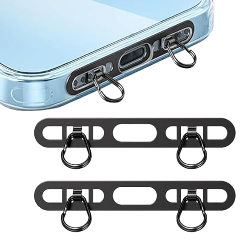 UIEXAY - UIEXAY 2pcs Languette d'Attache pour Téléphone, Double Clip Métal Patch Dragonne Cordon Rechange Téléphone Portable Sans Obstruction Charge Sans Adhésif(Noir) - -16%