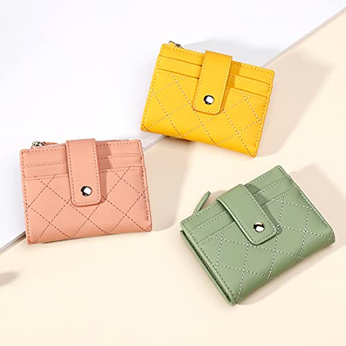 Sunwel Fashion Diamond Quilted Wallet Small Bifold Zipper Wallet 7 Card Slots Coin Purse Women's Wallet With Id Window For Women Girls (Green) #TOP5