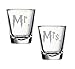 Harry Mr. and Mrs. Etched Shot Glass Set of TWO (By Brindle S. Designs) Wedding Gift
