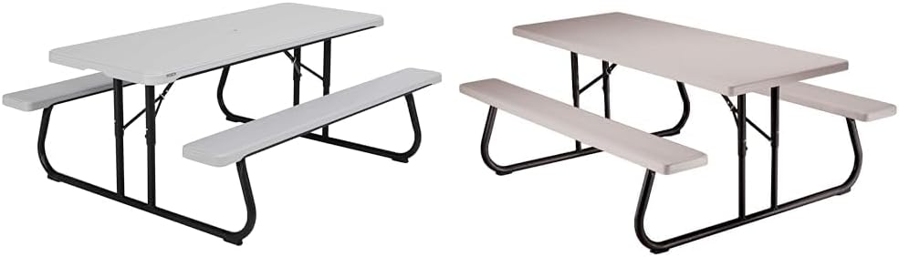 Lifetime 6-Foot Classic Folding Picnic Table & 22119 Folding Picnic Table, 6 Feet, Putty