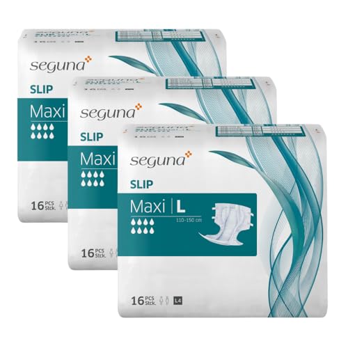 SEGUNA Slip Maxi, Inkontinenz Windeln für Erwachsene, Frauen, Männer, Windeln bei sehr schwerer Blasenschwäche, Stuhlinkontinenz (L (Beutel 16 Stück))