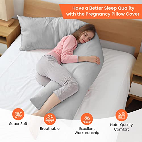 Sgi Bedding Body Pillow Cover, 100% Smooth Egyptian Cotton 600 Tc, Luxurious, Breathable, Cooling Body Pillow Cover, Solid Light Grey, 21X56, Pack Of 1 Envelope Style #TOP5