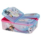 original Lizenz Eiskönigin Kinder Brotdose mit 3 Fächern, Kids Lunchbox,Bento Brotbox für Kinder - ideal für Schule, Kindergarten oder Freizeit
