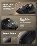 ProtoArc EM25 Ergonomiczna mysz z szybkim przewijaniem, bezprzewodowa 2,4 G + 2 x mysz komputerowa Bluetooth, przewijanie kciukiem, niestandardowy przycisk, akumulatorowa, 8K DPI, do Windows/Mac