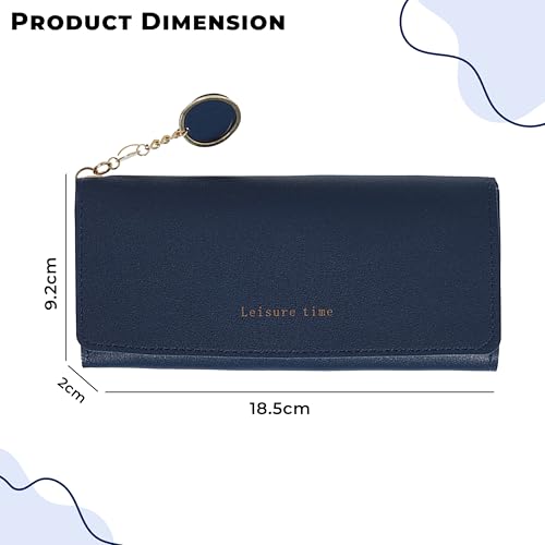 Image of Kraptick Women's Wallet -Excepational Quality Compact Purse Clutch Wallet for Women, Stylish Card Coin Holder, Debit Card Holder, Money Organizer and Travel Wallet for Women with 14 Slots-(Blue)