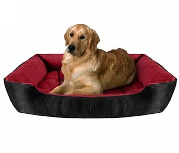 Fristone Square Sofa Shape Bed Reversable Dual Maroon Black Color Ultra Soft Ethnic Designer Velvet Bed for Dog Cat(Export Quality) Size : Small