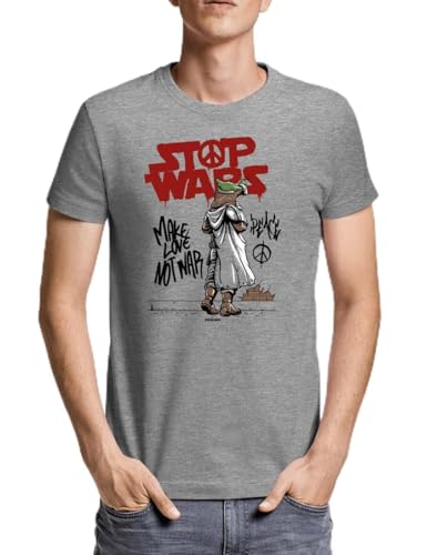 Stop Wars 344 - Maglietta da uomo a maniche corte, Grigio mélange, L