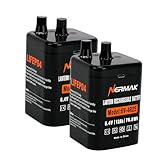 NERMAK 6 Volt 12Ah Lithium Ion Heavy Duty Lantern Battery 2 Pack, 2000 Cycles Rechargeable LiFePO4 Battery for 4R25 Lantern(Spring S2 Terminals)