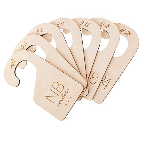 White Loft Baby Closet Size Dividers Baby Closet Organizer â€“ & Durable Birch Baby Closet Dividers from Newborn to 24 Months â€“ Timeless Etched Design for Any Nursery Decor (Set of 7)