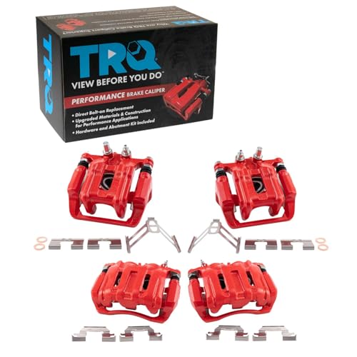 Image of TRQ Performance Front and Rear Brake Caliper Set Coated Brackets Compatible with 2007-2012 Acura RDX 2007-2011 Honda CR-V 2010-2011 Accord Crosstour