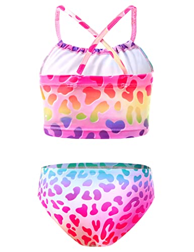 Image of TENVDA Girls Swimsuit 2-Piece Halter Tankini Set Beach Sport Bathing Suit UPF 50+ Swimwear