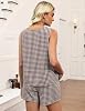 LOMON Women's Two Piece Short Sets Summer Crew Neck Cap Sleeve Sweatsuit Drawstring Shorts with Pockets #3