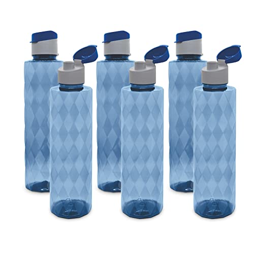Image of FLAIR Forever PET Water Bottles With Fliptop Lid Set of 6 Pcs 1000 ML (BLUE)