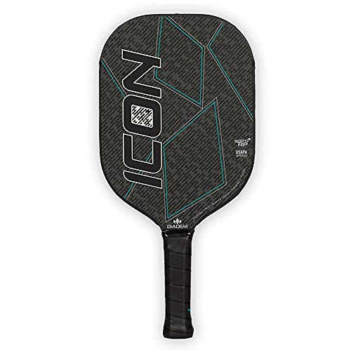 Diadem ICON Performance Pickleball Paddle (Black Mid 8oz) | Graphite Carbon Fiber Honeycomb Core Fiberglass Face Ultra Sleek Edge Guard Spin Friendly | Indoor/Outdoor | USAPA Approved