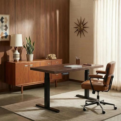 Image of ErGear Electric Standing Desk, 48 Inch Adjustable Height Sit Stand Up Desk with 1.18 inch Thickness Whole-Piece Desktop, Computer Office Desk for Home Office, Black Walnut