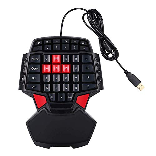 Tidoom One Hand Gaming Keyboard Gaming Keyboard 47-Key Professional Single Handed gaming keyboard with USB Wired Portable Mini Gaming Keypad Ergonomic Game Controller for CF/LOL/Wow/Dota