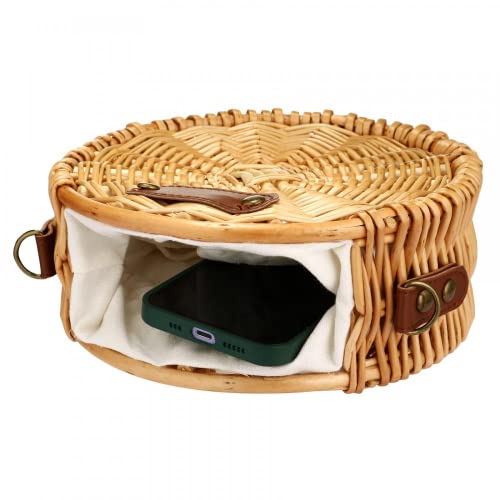 Image of Beach Bag Purse for Women, Natural Hand-woven Rectangular Wicker Handbag, Pearl Basket Purse, Retro Summer Straw Tote Bag
