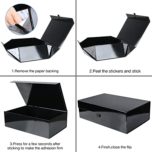 Aimyoo 3 Pack Black Collapsible Gift Box With Magnetic Closure Lids 13.8X9X4.3 In, Bridesmaid Groomsmen Proposal Box, Large Rectangle Box For Present Graduation Wedding Storage #TOP1