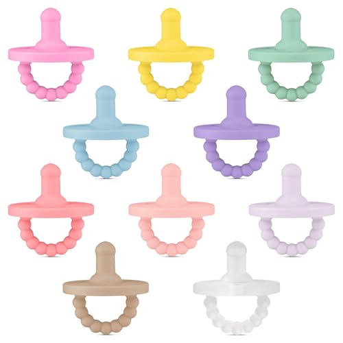 Image of Ryan & Rose Cutie PAT Pacifier Teether 10 Pack Assorted Colors (Whimsy (Girl), Stage 1)