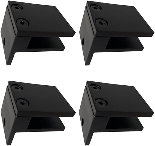 LukLoy Abrazadera de barandilla de vidrio de pared a vidrio, clip de vidrio de acero inoxidable 304 negro mate para valla de vidrio de piscina,