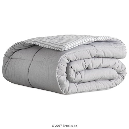 BROOKSIDE Striped Chambray Comforter Set - Includes 2 Pillow Shams - Reversible - Down Alternative - Hypoallergenic - All Season - Box Stitched Design - Oversized Queen - Coastal Gray - Image 2