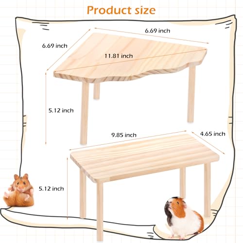 2-Piece Set Hamster Play Wooden Platform for Dwarf Syrian Hamsters Gerbils Mice Degus or Other Small Pets - Image 2
