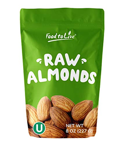 Food to Live California Almonds, 8 Ounces – Supreme, Whole, Raw, Unsalted, Unroasted Nuts, Natural