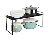 küchenschrank regal Breites Einsatzspektrum: In der Küche kann das gestufte Regal zum Platzieren von Geschirr, Gewürzen usw. verwendet werden, während Teller und Schalen unter dem Regal aufbewahrt werden. Beim Kochen kann es verwendet werden, um Rezepte oder Mobiltelefone zu unterstützen; es kann in der Nähe des Fensters / Terrasse mit Topfpflanzen auf ihm platziert werden; es kann auch unter der Spüle gelegt werden, um Kram zu platzieren.