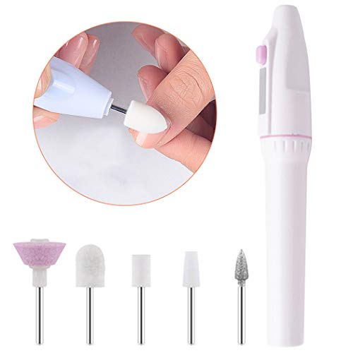 Kapmore Torno para uñas Lima Electrica uñas Set de Manicura y Pedicura Eléctrico con 5 Piezas Accesorios Blanco (Blanco1)