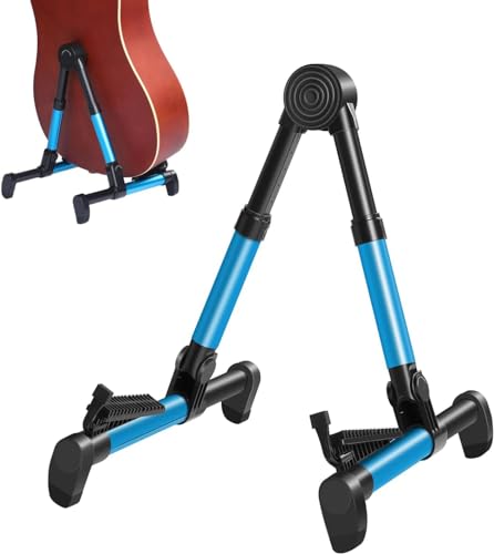 Image of Softline Pro Guitar Stand for Home, Folding Instrument Stand for Acoustic /Electric /Classical Guitars and Violin, Ukulele, Bass, Portable and Lightweight, Easy to fold (Blue), SP24-A