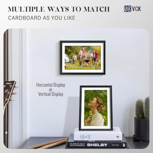 Image of VCK 5x7 Picture Frame Black Metal, Real Glass, 4x6 Mat, for Portrait